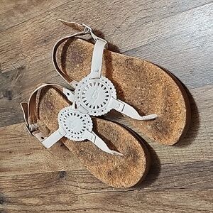 Women's Shoes UGG AYDEN II T-Strap Leather Flat Sandals 1094930 WHITE